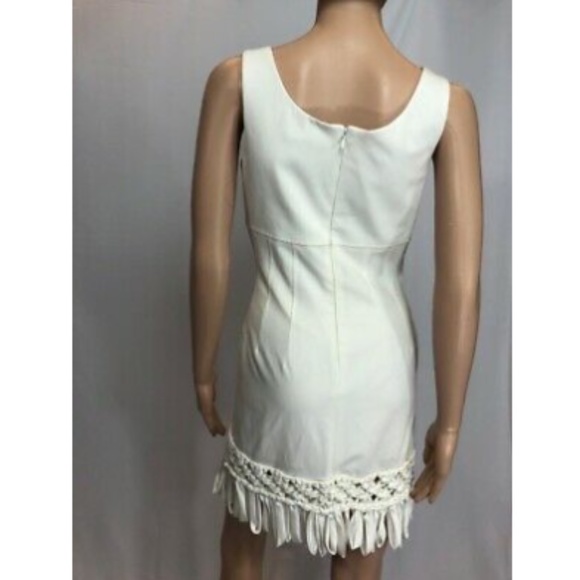 Aysha Womens Pencil Cocktail Dress Fringed White 2 - Picture 8 of 11